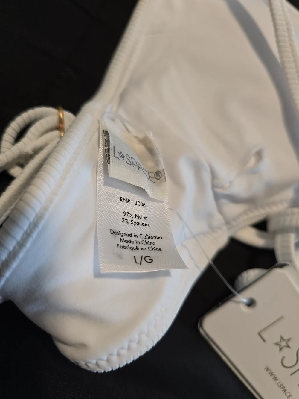 L*Space Womens Bikini Helena Top Swimwear White NWT Size Large